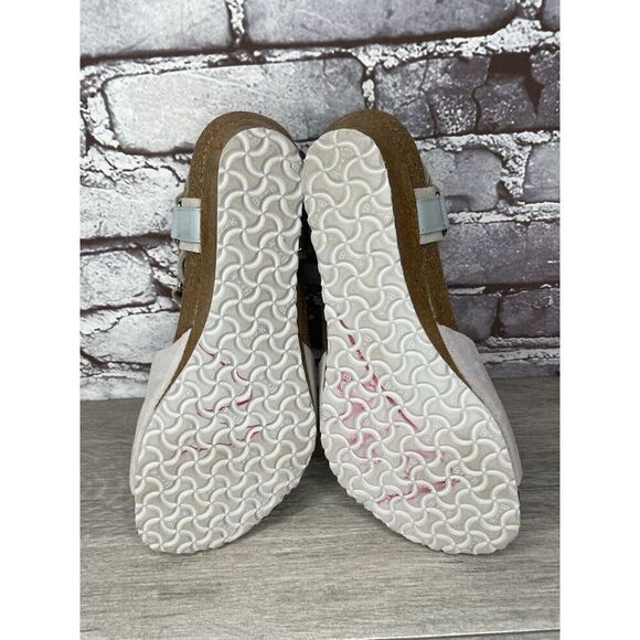 Birkenstock Papillio Grey Nubuck Suede Teal Patent Cork Wedge Sandals Women 38EU - Picture 6 of 16